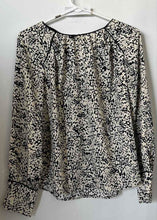 Load image into Gallery viewer, Zara Womens Beige Black Printed Long Sleeve Pullover Blouse Top Size Small
