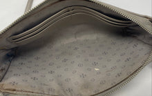 Load image into Gallery viewer, Authentic Tory Burch Womens Gray Pebbled Leather Zip Top Crossbody Bag Stained