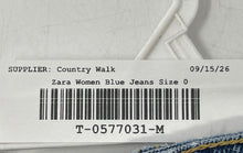Load image into Gallery viewer, Zara Womens Blue Denim Cotton Join Life 5-Pocket Design Raw Hem Straight Jeans 0