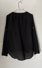 Load image into Gallery viewer, Calvin Klein Womens Black Long Sleeve Shoulder Zip Blouse Top Size Large