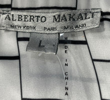 Load image into Gallery viewer, Alberto Makali Womens White Black Geometric Button-Up Shirt Size L With Tag