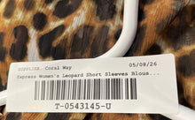 Load image into Gallery viewer, Express Womens Brown Leopard Print Short Sleeve Button Front Blouse Top Size XS