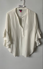 Load image into Gallery viewer, Vince Camuto Womens Ivory Layered Ruffle Sleeve Split Neck Blouse Top Size M