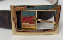 Load image into Gallery viewer, Michael Kors Womens Brown White Signature Print Leather Reversible Belt