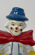 Load image into Gallery viewer, Vintage Porcelain Ceramic Blue Hat And Red Bow Hobo Clown Statue Figurine
