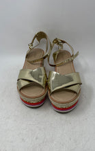 Load image into Gallery viewer, Aldo Womens Gold-Tone Open Toe Wedge Heel Platform Ankle Strap Sandals Size 8.5