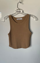 Load image into Gallery viewer, Zara Womens Brown Knitted Sleeveless Round Neck Cropped Tank Top Size S