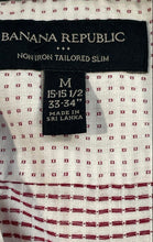 Load image into Gallery viewer, Banana Republic Mens White Red Non-Iron Slim Fit Dress Shirt Sz M 15-15.5 33-34