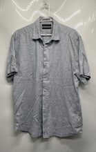 Load image into Gallery viewer, Saks Fifth Avenue Mens Gray Short Sleeve Slim Fit Button-Up Shirt Size Large