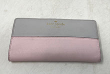 Load image into Gallery viewer, Kate Spade New York Womens Gray And Pink Leather Card Holder Bi-Fold Wallet