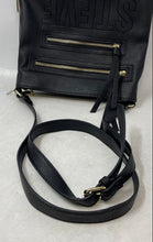 Load image into Gallery viewer, Steve Madden Womens Black Pebbled Leather Adjustable Strap Zip Top Crossbody Bag