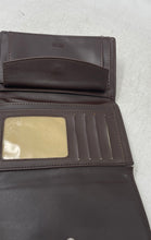 Load image into Gallery viewer, Coach Womens Brown And Beige Logo Print Credit Card Slot Trifold Wallet