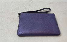 Load image into Gallery viewer, Coach Womens Purple Leather Corner Zip Mini Wristlet Wallet