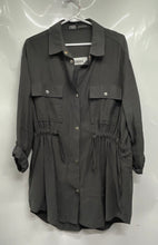 Load image into Gallery viewer, Zara Womens Dark Green Collared Roll Tab Sleeve Snap Front Shirt Dress Size XL