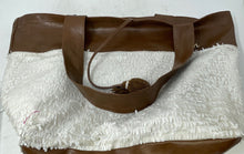 Load image into Gallery viewer, Kokivi Womens Brown White Inner Pocket Fringe Double Handle Tote Handbag