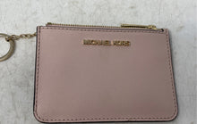 Load image into Gallery viewer, Michael Kors Womens Rose Pink Pebbled Leather ID & Card Slots Coin Wallet