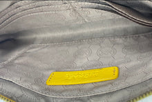 Load image into Gallery viewer, Michael Kors Womens Yellow And White Striped Leather Wristlet Wallet