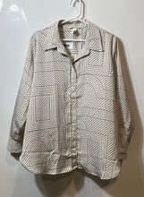 Load image into Gallery viewer, H&M Womens White Black Striped Long Sleeve Regular Fit Button-Up Shirt Size XL