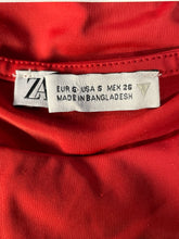 Load image into Gallery viewer, Zara Womens Red Long Sleeve Round Neck Cropped Blouse Top Size Small