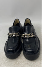 Load image into Gallery viewer, Zara Womens Black Patent Leather Round Toe Chain Strap Loafer Shoes Size EU 38