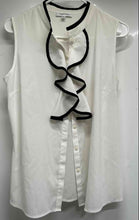 Load image into Gallery viewer, Calvin Klein Womens White Sleeveless Ruffled Front Blouse Top Size Medium