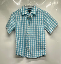 Load image into Gallery viewer, Nautica Boys Blue White Short Sleeve Button-Up Shirt Size Medium