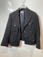 Load image into Gallery viewer, DKNY Womens Black Peak Lapel Long Sleeve Button Front Military Jacket Size 12