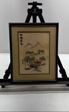 Load image into Gallery viewer, Vtg Asian Silk Embroidery Mountains And River Lands Scene Framed Art Print