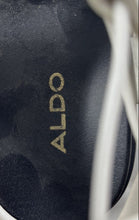 Load image into Gallery viewer, Aldo Womens Black White Faux Leather Open Round Toe Strappy Sandals Size 8
