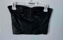 Load image into Gallery viewer, Zara Womens Black Faux Leather Strapless Sleeveless Zip Corset Top Size Medium