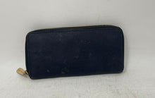 Load image into Gallery viewer, Michael Kors Womens Blue Pebbled Leather Card Slots Accordion Zip-Around Wallet