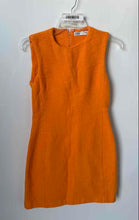 Load image into Gallery viewer, Zara Womens Orange Textured Sleeveless Crew Neck Back-Zip Mini Dress Size Small