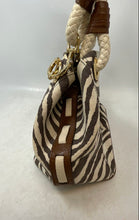 Load image into Gallery viewer, Michael Kors Womens Marina Beige Zebra Print Braided Rope Handle Tote Handbag