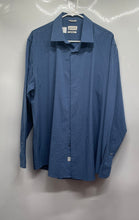 Load image into Gallery viewer, Lucky Brand Mens Blue White Geometric Print Dress Shirt Size XL 17-17.5 34/35