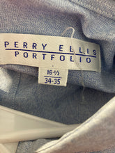 Load image into Gallery viewer, Perry Ellis Portfolio Mens Blue Long Sleeve Collared Dress Shirt Size 16.5 34/35