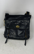 Load image into Gallery viewer, Fossil Womens Black Leather Outer Pocket Adjustable Strap Crossbody Bag