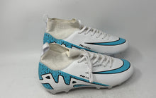 Load image into Gallery viewer, Wowei Mens White Aqua Lace-Up Low Top Football Cleats Shoes Size EUR 42