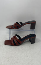 Load image into Gallery viewer, Zara Womens Brown Leather Slip-On Block Heel Mule Sandals Size EUR 41