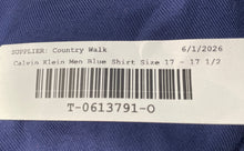 Load image into Gallery viewer, Calvin Klein Mens Blue Collared Long Sleeve Dress Shirt Size 17-17 1/2