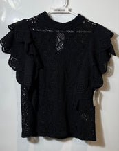 Load image into Gallery viewer, INC International Concepts Womens Black Short Sleeve Ruffle Blouse Top Size XL