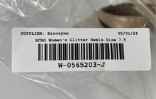 Load image into Gallery viewer, BCBG Womens Gold Glitter Leather Stiletto Heel Ankle Strap Sandals Size 7.5 B