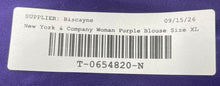 Load image into Gallery viewer, New York & Company Womens Purple Short Sleeve Surplice Neck Blouse Top Size XL