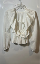 Load image into Gallery viewer, Zara Womens White Crew-Neck Regular Fit Long Sleeve Peplum Blouse Top Size S