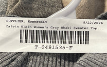 Load image into Gallery viewer, Calvin Klein Womens Gray Khaki Striped Knit Turtleneck Pullover Sweater Size L