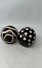 Load image into Gallery viewer, Set Of 2 Pcs Assorted Black & White Printed Ceramic Home Decorative Sphere Balls