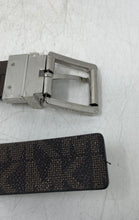 Load image into Gallery viewer, Michael Kors Womens Black Signature Print Adjustable Buckle Reversible Belt