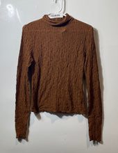 Load image into Gallery viewer, H&M Womens Brown Crinkled Long Sleeve Turtleneck Regular Fit Blouse Top Size M