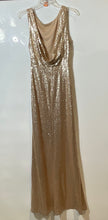 Load image into Gallery viewer, Lulus Womens Gold Sequin Sleeveless Round Neck Open Back Long Maxi Dress Size M