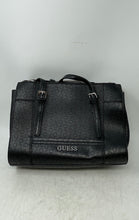 Load image into Gallery viewer, Guess Womens Black Monogram Inner Pockets Double Handle Magnetic Satchel Bag