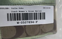 Load image into Gallery viewer, Coach Womens Brown Signature Print Jacquard ID Window Card Holder Bifold Wallet